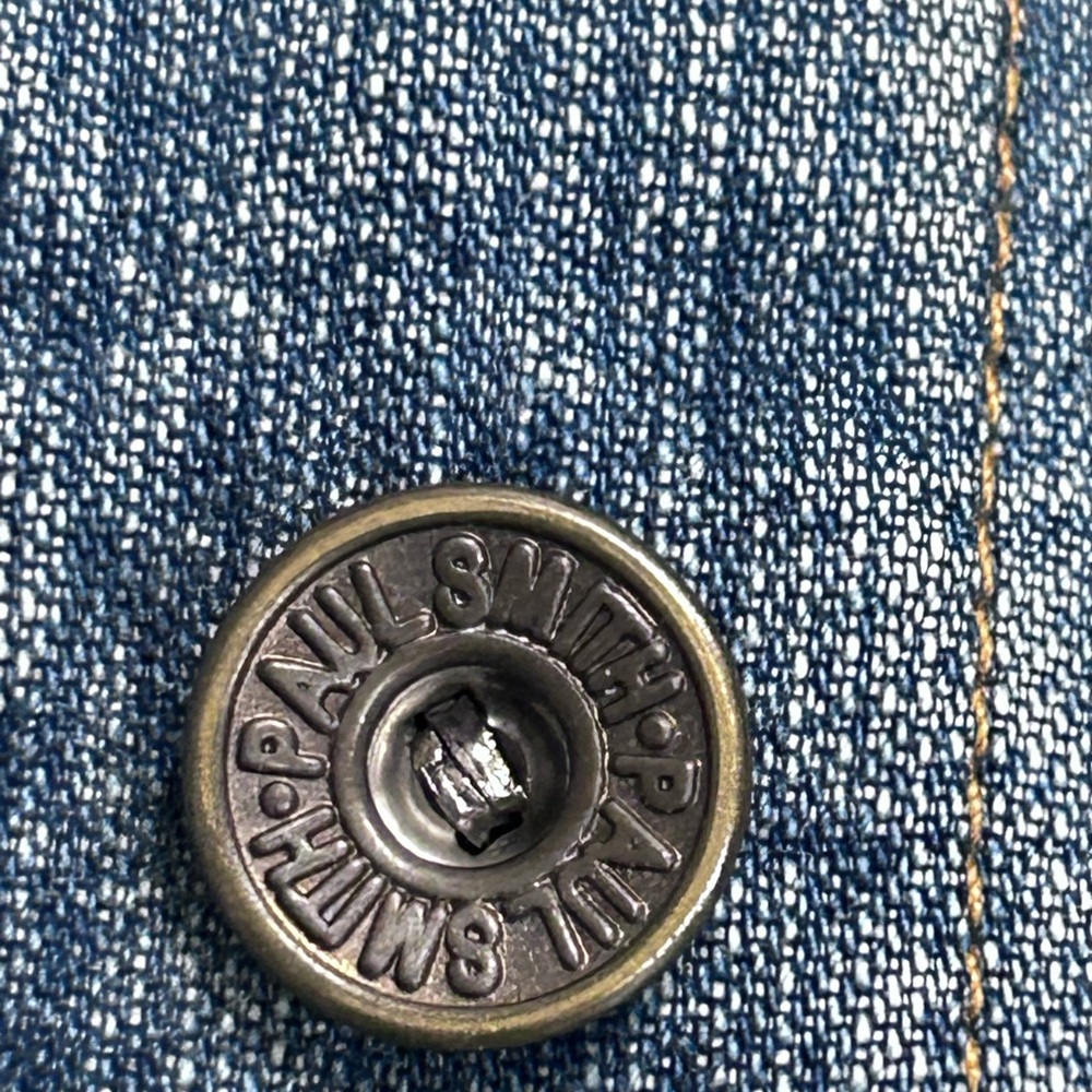 Vintage PAUL SMITH Pink label Denim Jacket Corduroy Collar Quilt Lining Size 42 - Picture 6 of 13